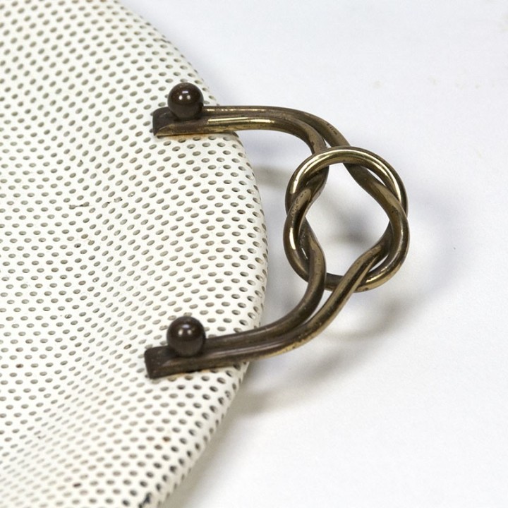 Vintage geperforeerd dienblad ontwerp in Mathieu Mategot stijl