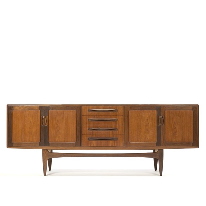 Vintage laag model lang dressoir in teakhout