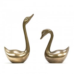 Vintage set of 2 brass swans