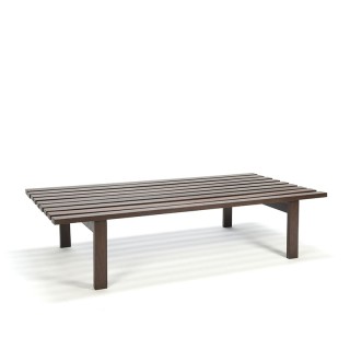 Vintage slatted bench in wenge wood from the sixties