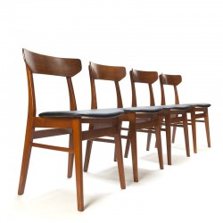 Set of 4 vintage teak Danish dining table chairs