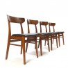 Set of 4 vintage teak Danish dining table chairs