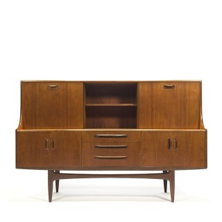 Teakhouten vintage highboard dressoir ontwerp Victor Wilkins