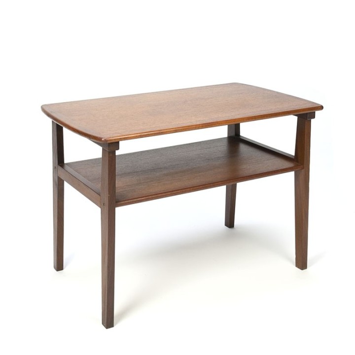 Teak Danish vintage side table with double layer