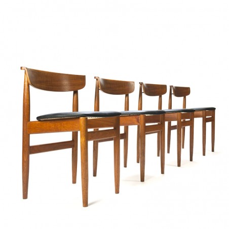 Vintage set of 4 teak dining table chairs
