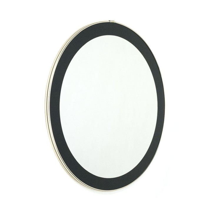 Ronde vintage spiegel met messing kleurige rand