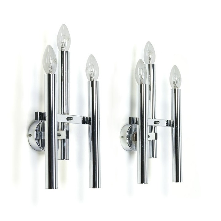 Set of vintage chrome G. Sciolari wall sconces