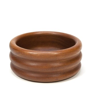 Vintage teakhouten schaal met geribbeld design