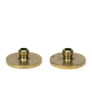 Scandinavian set of 2 vintage small brass candlesticks