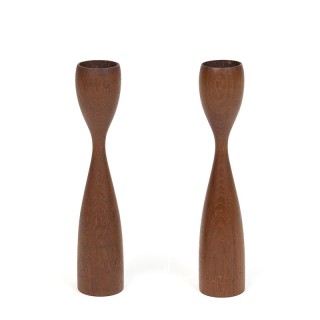 Set of Danish teak vintage candleholders