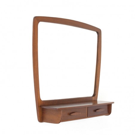 Danish vintage mirror in teak with 2 small drawers