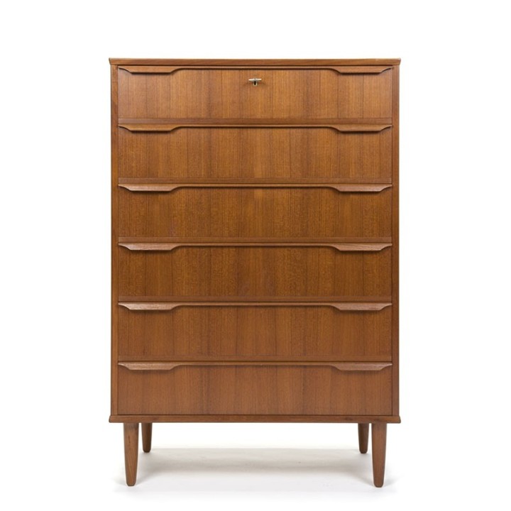 Groot model teakhouten Deense vintage ladekast