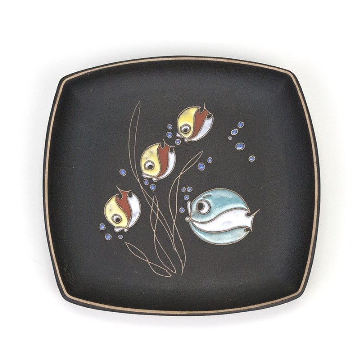 Vintage ceramic plate with fish