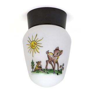 Vintage plafondlamp met Bambi uit de jaren vijftig/ zestig