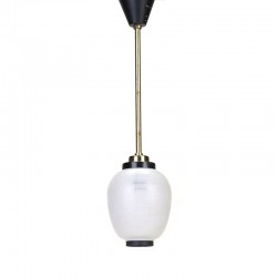 Glass vintage hanging lamp with brass and black detail