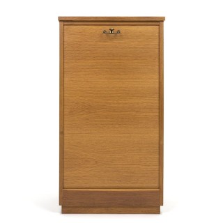 Eiken vintage Deens archiefkastje met roldeur