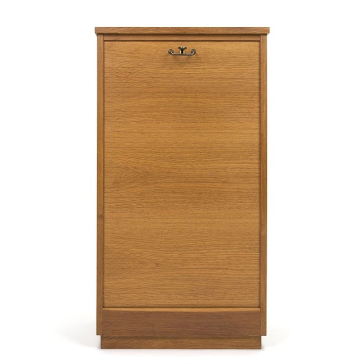 Eiken vintage Deens archiefkastje met roldeur