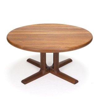 Massief teakhouten ronde vintage Deense salontafel