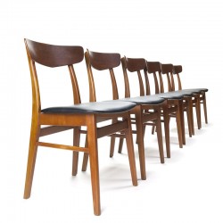 Set of 6 Danish Mid-Century vintage dining table chairs