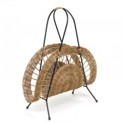Vintage magazine rack made of woven wicker