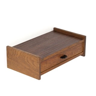 Teak small vintage Danish wall shelf with drawer