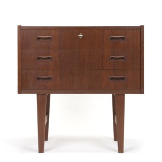 Danish vintage small chest of drawers with 3 drawers in teak