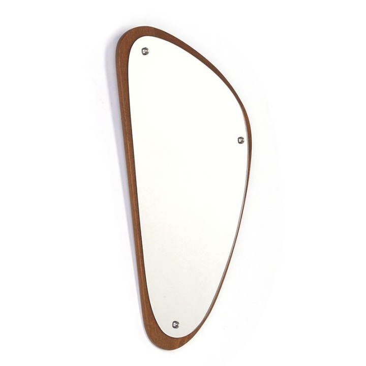 Small Danish vintage mirror with organic shape