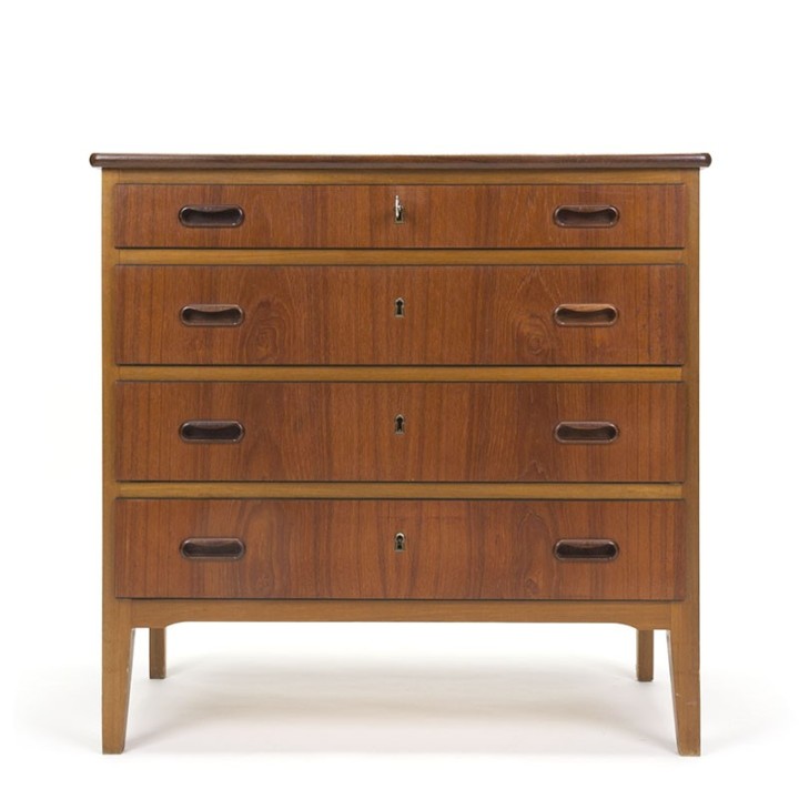 Danish vintage chest of drawers with 4 lockable drawers
