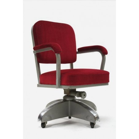 Desk chair with red upholstery