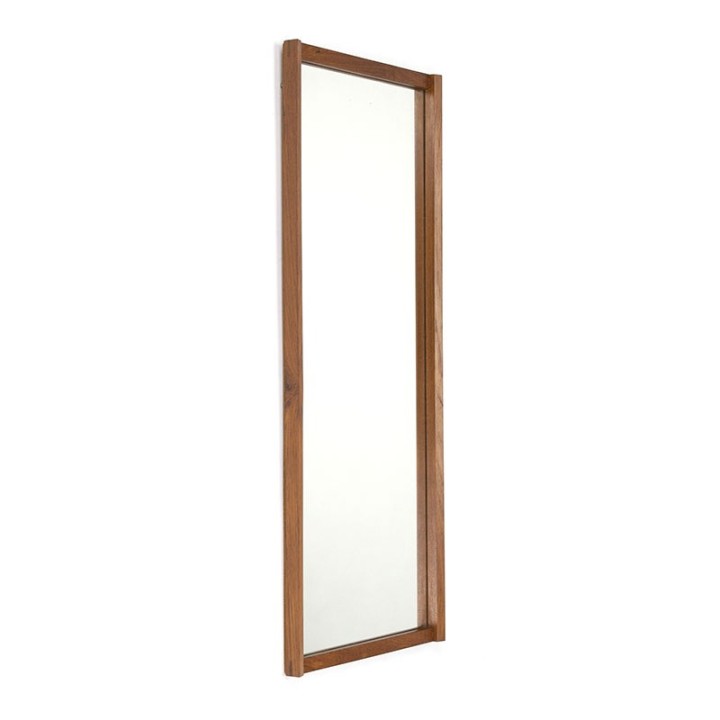 Deense vintage spiegel smal teakhouten model