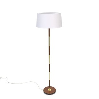 Deense vloerlamp vintage met messing en teak