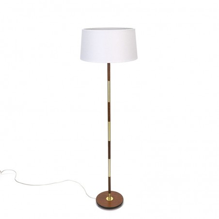 Danish floor lamp vintage with brass and teak