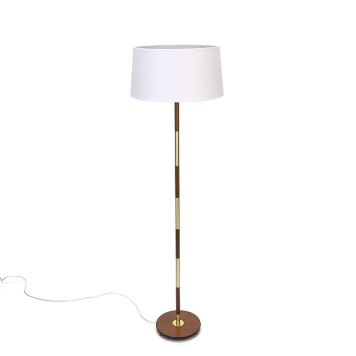 Danish floor lamp vintage with brass and teak
