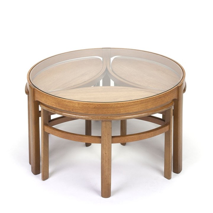 Vintage glass coffee table with small nesting tables