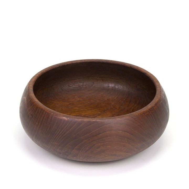 Round vintage teak bowl in the sixties