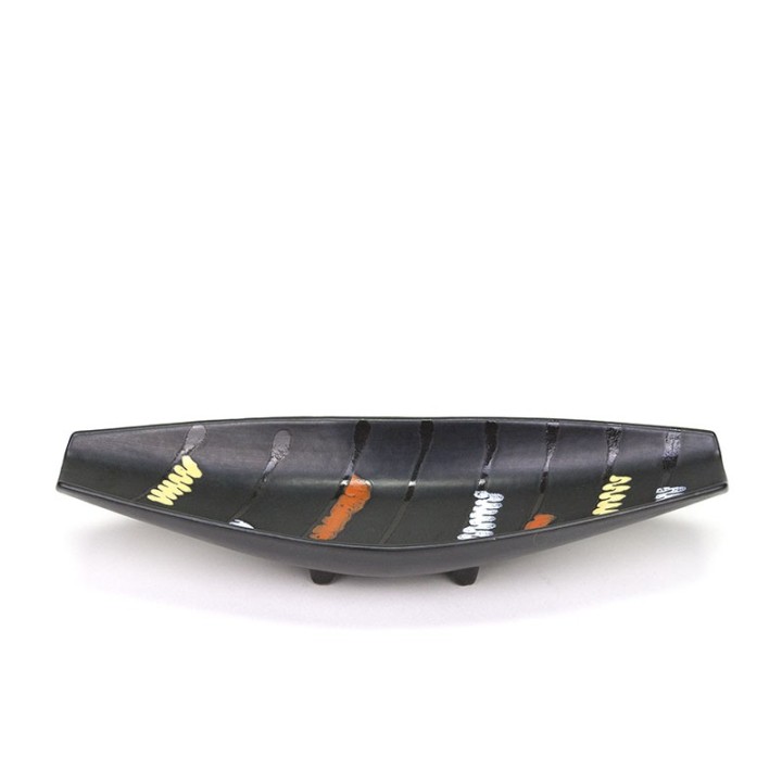 Black vintage earthenware plate