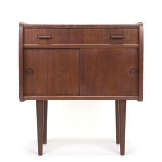 Danish small vintage cabinet with sliding doors in teak