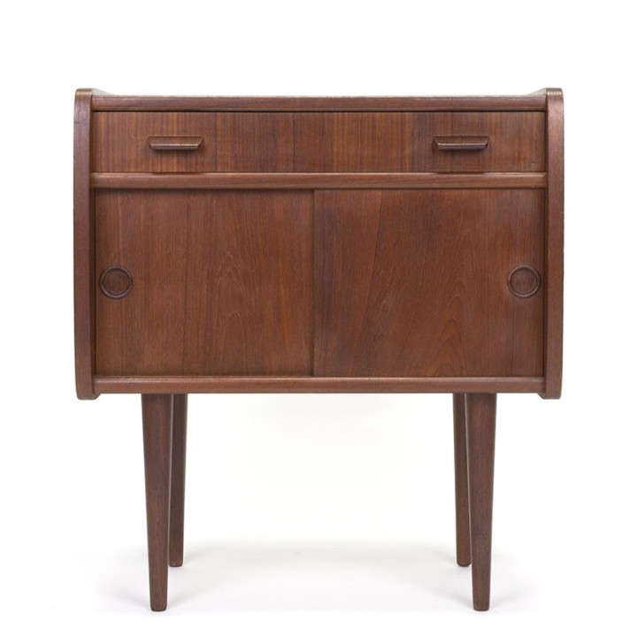 Danish small vintage cabinet with sliding doors in teak