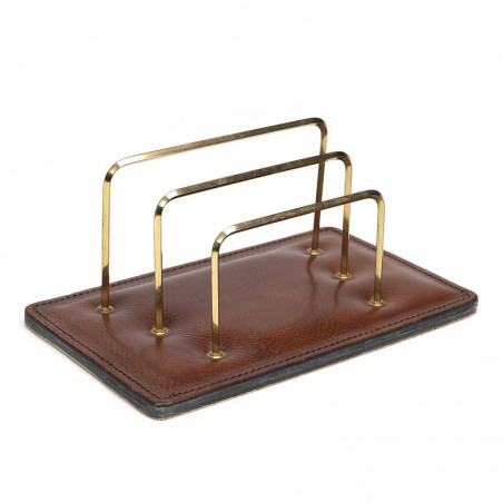 Brown leather vintage letter stand