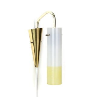 Vintage wall lamp with brass and glass cylinder