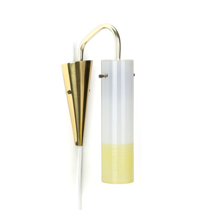 Vintage wall lamp with brass and glass cylinder