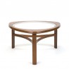 Teak vintage round model coffee table with glass top