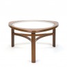 Teak vintage round model coffee table with glass top