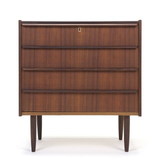 Vintage ladekast met 4 lades in teak uit Denemarken