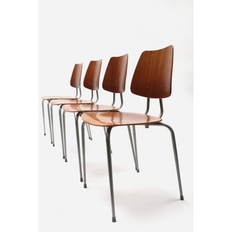 Set van 4 Deense school stoelen