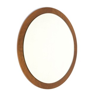 Teak vintage round model Danish mirror