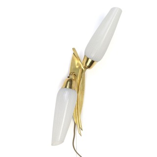 Vintage wall lamp fifties brass and glass