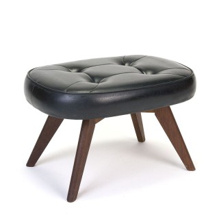 Vintage Deense hocker met gecapitonneerde zitting