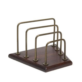 Letter holder of teak and brass vintage Danish