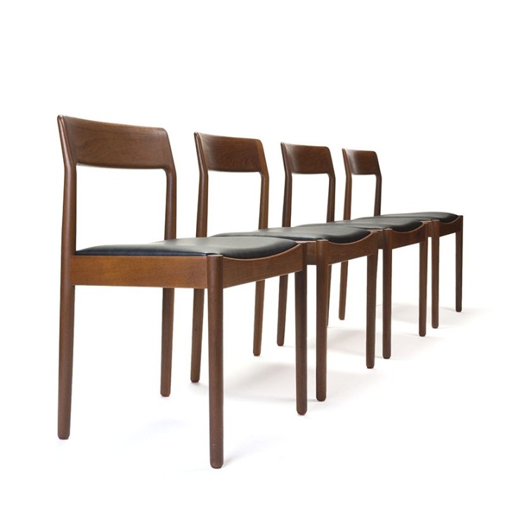 Set van 4 luxe Deense teakhouten vintage eettafel stoelen
